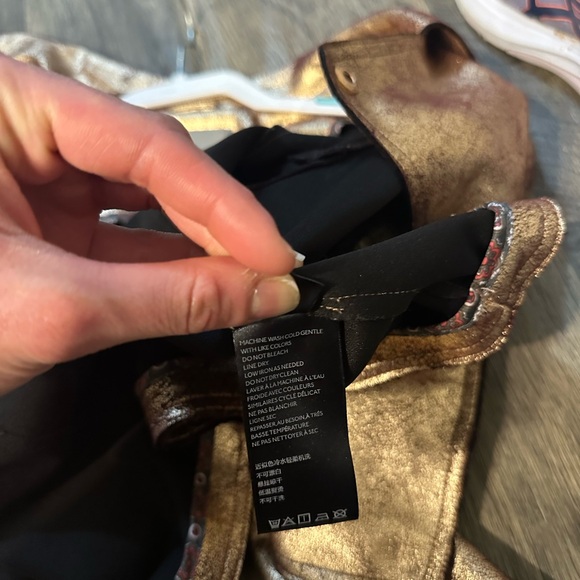 Anthropologie Gold Leather Motorcycle Jacket - Picture 11 of 13